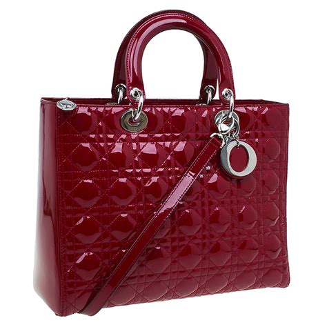 lady dior red patent bag